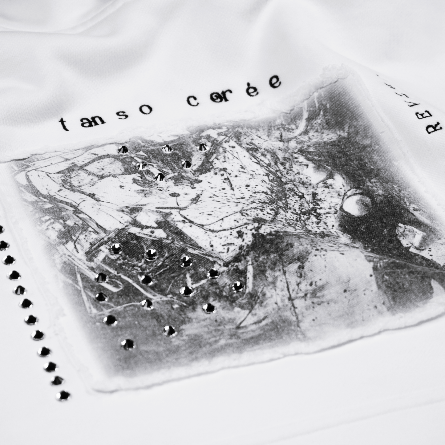 Pearl-Embellished Distressed Hoodie